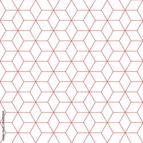 Obraz w ramie Red line cube pattern background. Vintage retro vector design element.