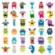 big vector set of cartoon cute monsters