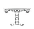 Elegant Table furniture quilted with leather, ornamented in neoclassic style. Vector