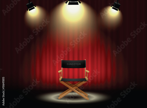background curtain and director's chair with spotlight Poster Mural XXL