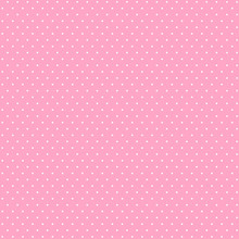Seamless Pattern Of Small, Pink Polka Dots On A White Background.