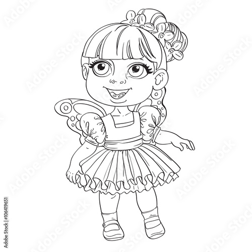 Fotografie, Obraz Cute little girl in tutu and wings outlined