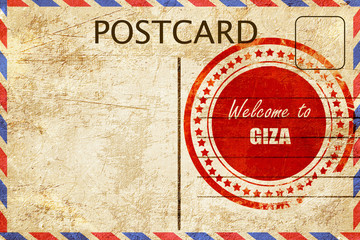 Wall Mural - Vintage postcard Welcome to giza