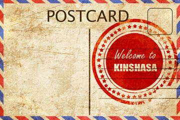 Wall Mural - Vintage postcard Welcome to kinshasa