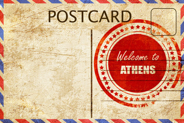 Wall Mural - Vintage postcard Welcome to athens