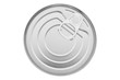 © Krasser - Tin can with pull ring isolated. Isolated metal packaging. Top view photo.