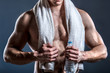 © lordn - athlete man bodybuilder with towel after gym