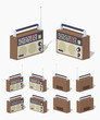 © andrew_rybalko - Retro radio set. 3D lowpoly isometric vector illustration. The set of objects isolated against the white background and shown from different sides