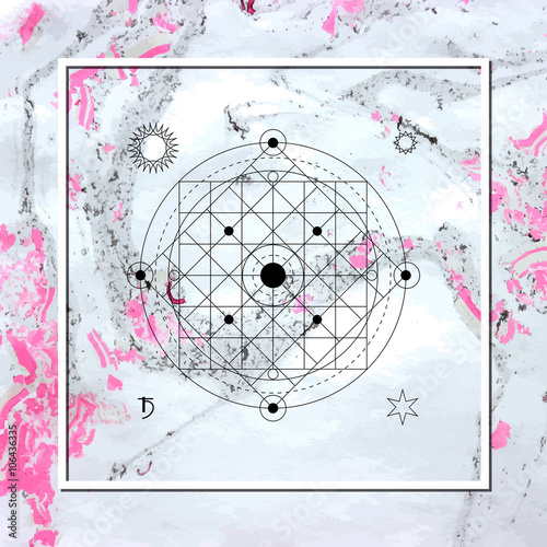 Tapeta ścienna Abstrakcyjna geometria mistyczna, alchemia liniowa, okultyzm, znak filozoficzny.