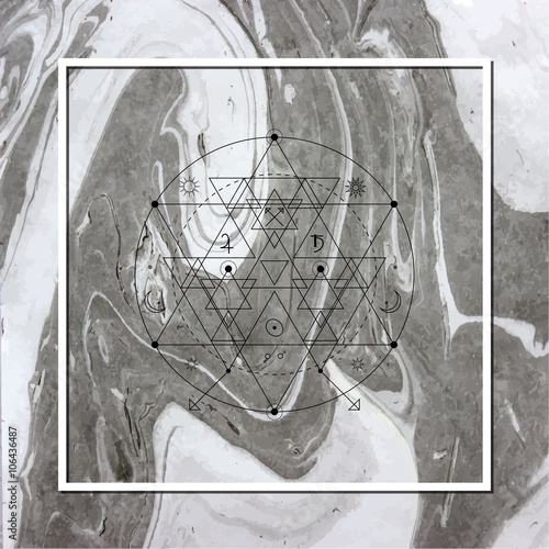 Tapeta ścienna Abstrakcyjna geometria mistyczna, alchemia liniowa, okultyzm, znak filozoficzny.