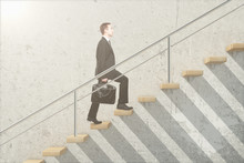 Wooden Stairs With Businessman
