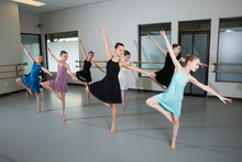 Group Of Ballet Dancers In Studio