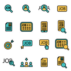 Wall Mural - trendy flat line icon pack for designers and developers. vector line job search icon set, job search
