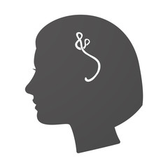 Poster - Isoalted female head icon with  an ebola sign