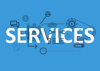 Wall Mural - services concept flat line design with icons and elements. modern services concept vectors collectio