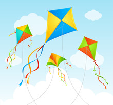Fly Kite Summer Background. Vector