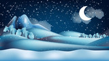Fototapeta Kosmos - Parallax winter landscape cartoon seamless repeating background