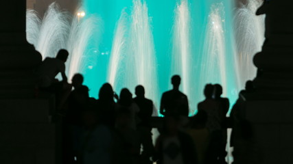 Wall Mural - Night view of Magic Fountain light show timelapse Barcelona, Catalonia, Spain. 