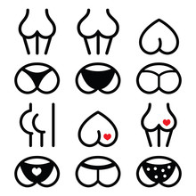 
Human Body Part - Bum, Buttocks Icons Set 