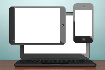 Aufkleber - Old Style Photo. Laptop, Mobile Phone and Tablet PC. 3d renderin