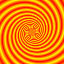 Yellow Into Red Via Orange Spiral / An Abstract Fractal Image With A Spiral Design In Yellow, Red And Orange.