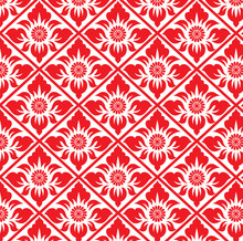 Abstract Red Flower In Square Diamond Pattern Background