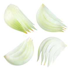 Wall Mural - Onion slices isolated on white background. With clipping path.