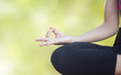 close up woman hand gesture like a lotus in yoga pattern practice.health care concept.