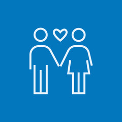 Sticker - Couple in love line icon.