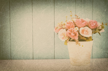 Pastel Artificial Pink Rose in flower pot