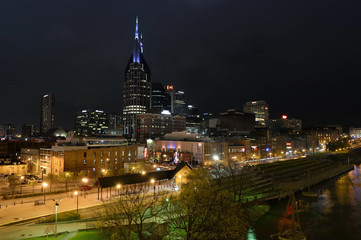 Fototapete - Downtown Nashville at Night
