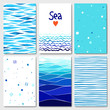 Set of 6 cards templates with sea background