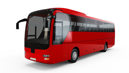 Wall Mural - red big tour bus isolated on white background