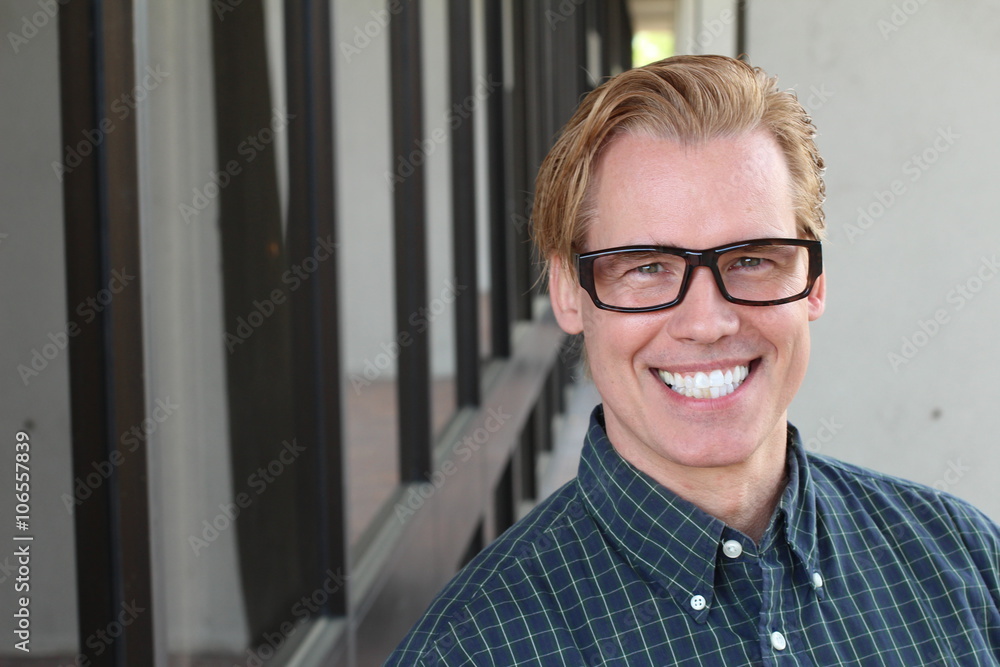 Intellectual Hand Some Handsome gay blonde man wearing intellectual glasses Stock Photo ...