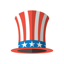 Uncle Sam Hat On White Background. Cylinder Uncle Sam USA. Ameri