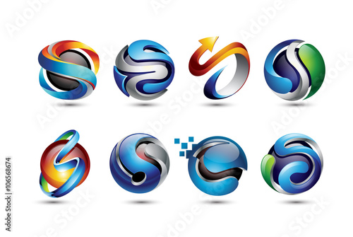 Letter S 3D Logo Design Elements Stock Vector | Adobe Stock