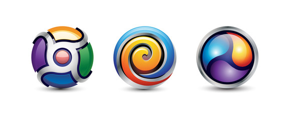 Wall Mural - Spiral Sphere Logo Design Set