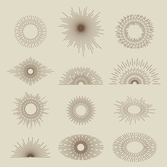 Canvas Print - Set of vintage sunbursts in different shapes