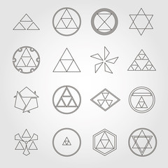 Wall Mural - Japan religious symbols sacred geometry vector set