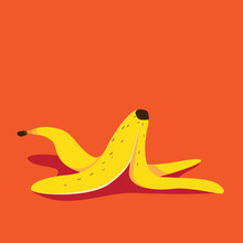 Banana Peel Icon Flat Design Pop Art Illustration. EPS 10 Vector.