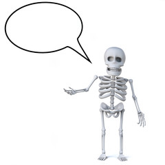 3d Skeleton with empty speech bubble