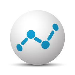 Blue Graph icon on sphere on white background