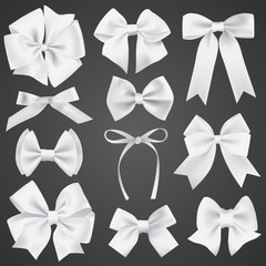 Wall Mural - Big set of realistic white gift bows and ribbons