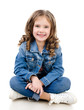 © svetamart - Cute smiling little girl sitting on the floor isolated
