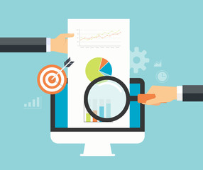 Fototapete -  business analytic graph report . business investment planning
