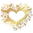 Greeting gold heart elements for design.