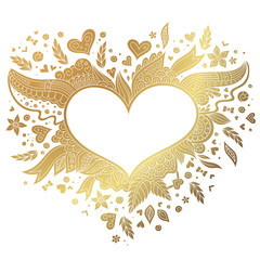 Sticker - Greeting gold heart elements for design.