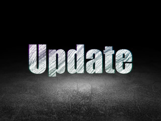 Web development concept: Update in grunge dark room