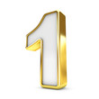 © santypan - 3d gold - white number 1 one isolated white background.