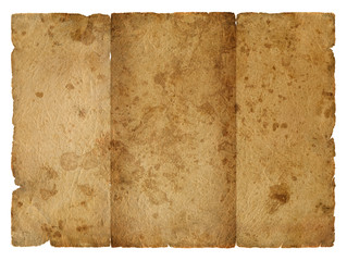 Vintage folded paper with stains.